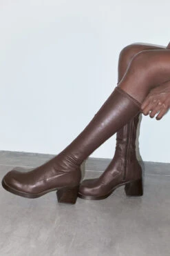 Miista Hedy Brown Boots -Miista EC miista hedy brown stretch tall boots 03