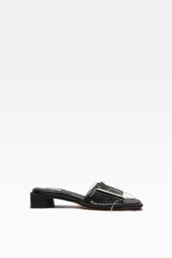Miista FifiBlack Sandals -Miista miista fifi sharp tumbled black mule sandals 1