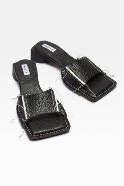 Miista FifiBlack Sandals -Miista miista fifi sharp tumbled black mule sandals 3