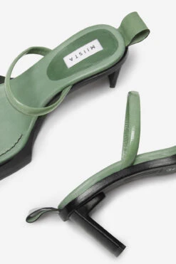 Miista Phyllis Green Sandals -Miista miista phyllis eucalyptus patent sandals 3